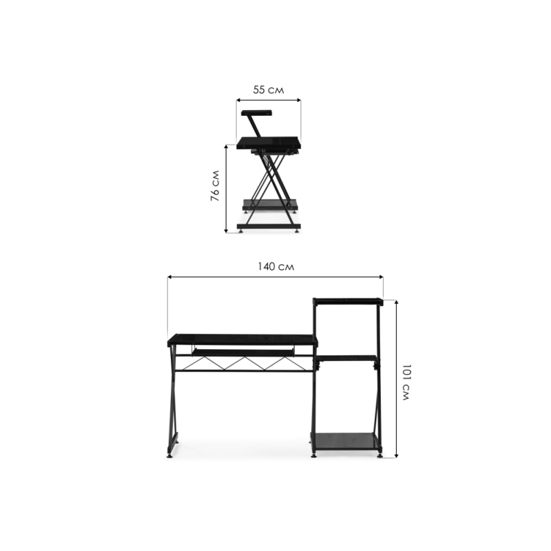 Компьютерный стол Kros 140х55х101 black