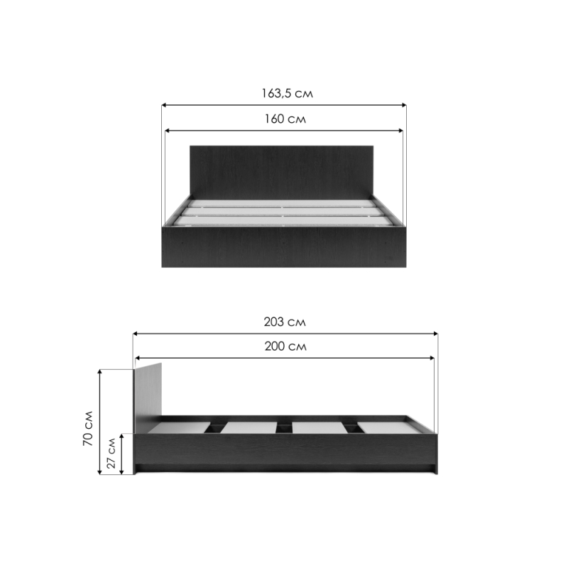 Двуспальная кровать Адайн 160х200 белое дерево / белое дерево