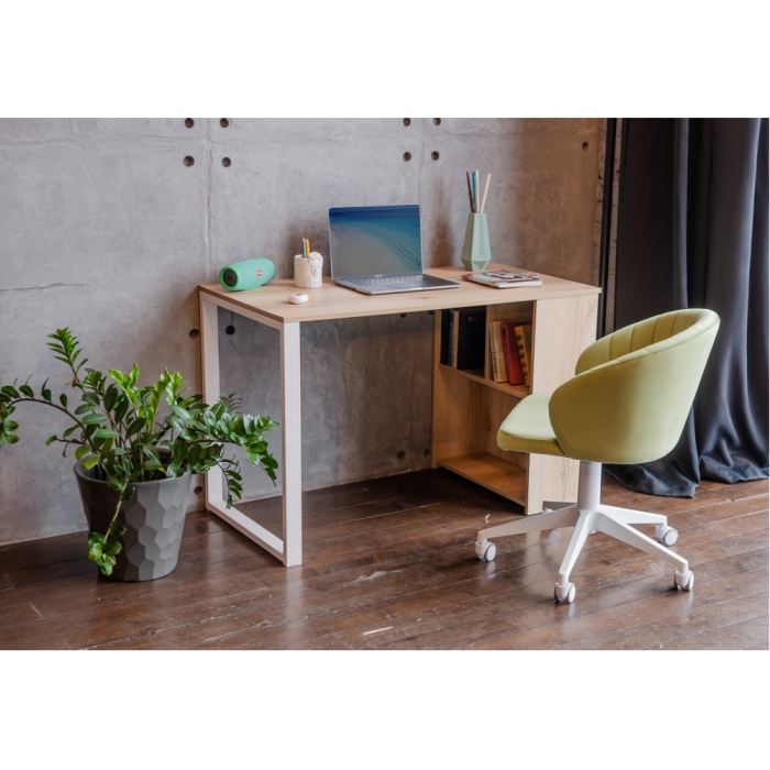Письменный стол Битти Лофт 116х60х75 дуб делано светлый / белый матовый