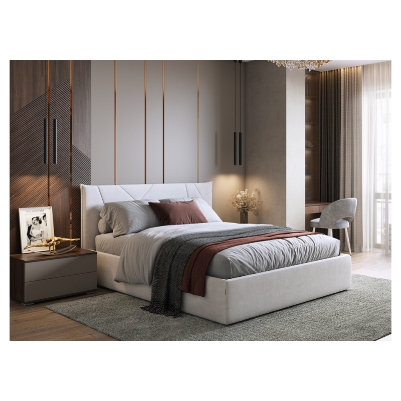 Двуспальная кровать Квест 160х200 с ПМ велюр галька