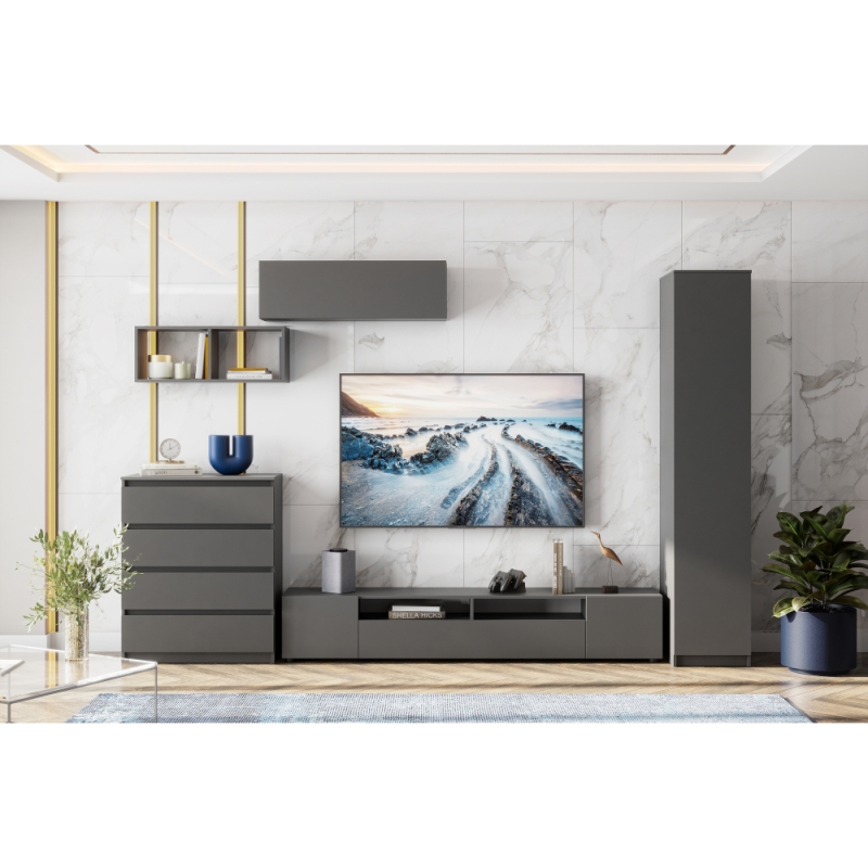 Комод Сибити 4 ящика графит серый