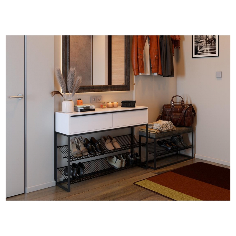 Обувница Крафт 2 черный муар / белый