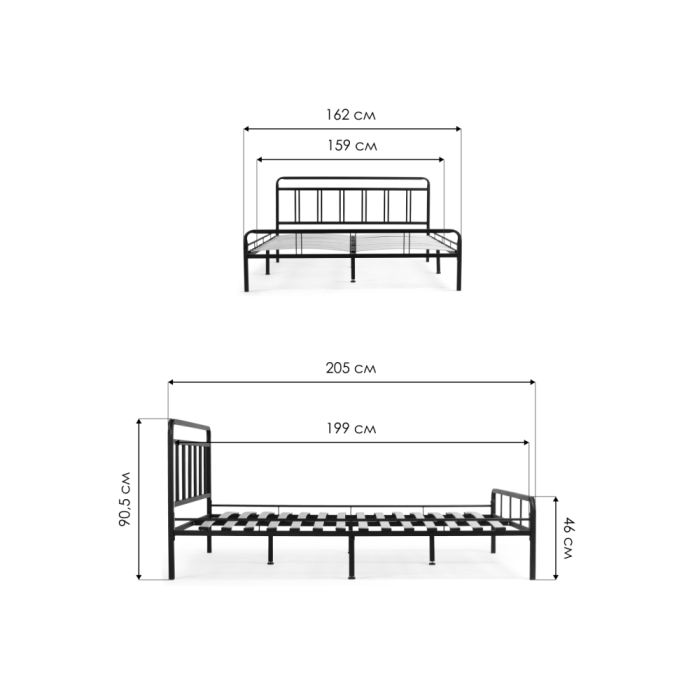 Двуспальная кровать Рейк 160х200 черная