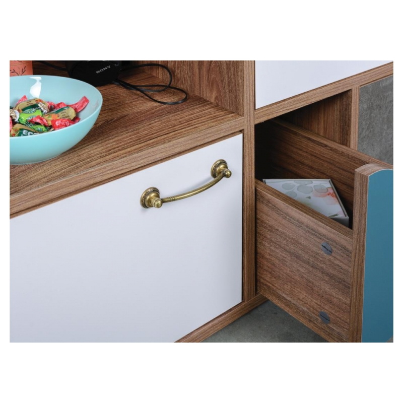 Комод Вайс 10.104 морское дерево винтаж К 015PW / камень темный / бензин 0244 SU / белый премиум