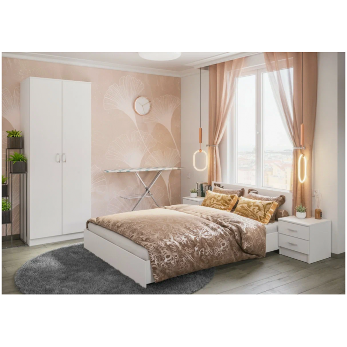 Двуспальная кровать Адайн 160х200 белое дерево / белое дерево