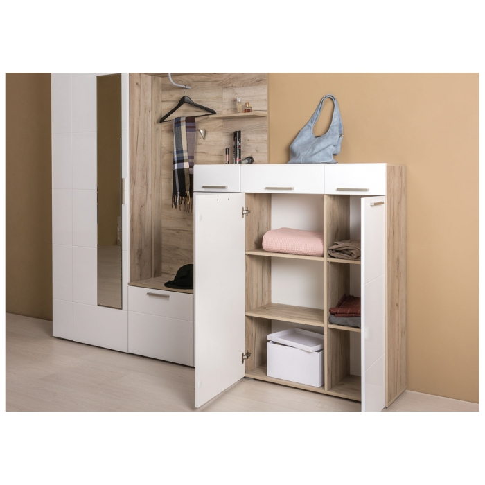 Комод Лайн 13.121 дуб серый craft K 002 PW / белый глянец пвх