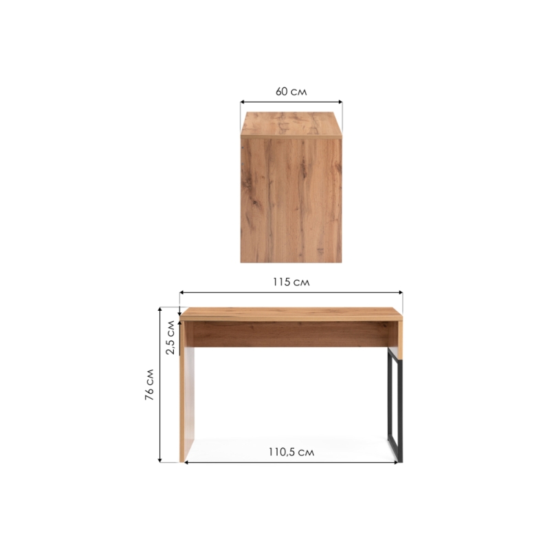 Письменный стол Ниа 115х60 дуб вотан / черный матовый