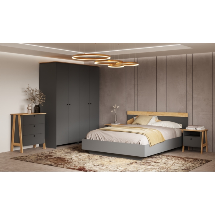 Комод Теодора графит / крафт золотой