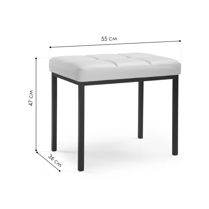 Банкетка Дион кожзам темно-серый / черный матовый