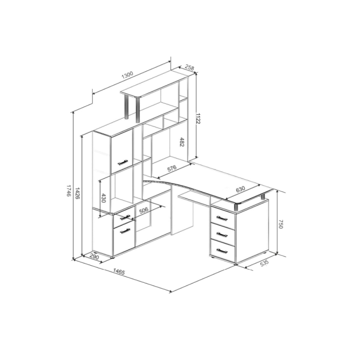 Стол компьютерный Джаз-15 146,5х130х174,6 левый венге / дуб молочный
