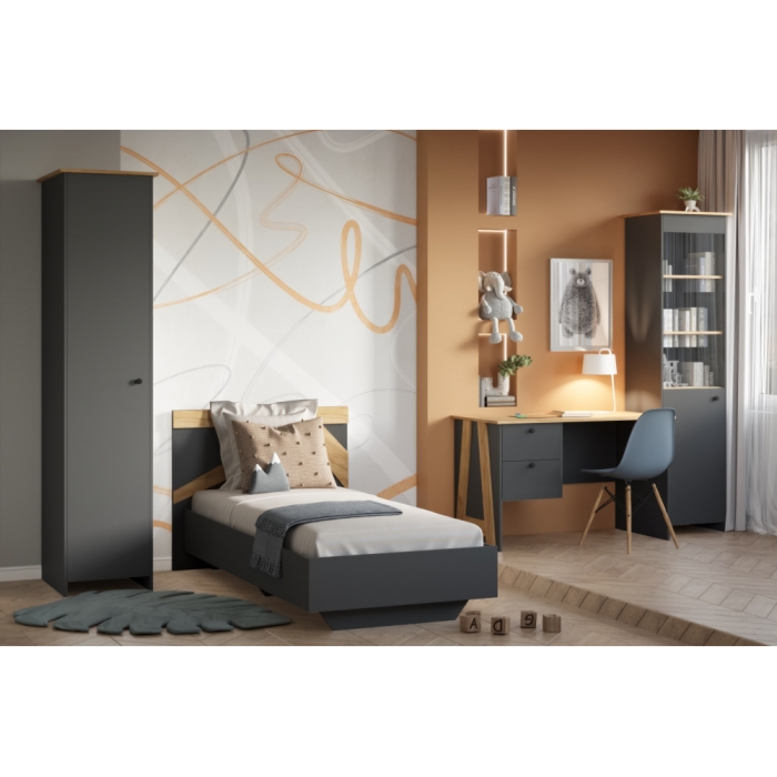 Шкаф Теодора графит / крафт золотой