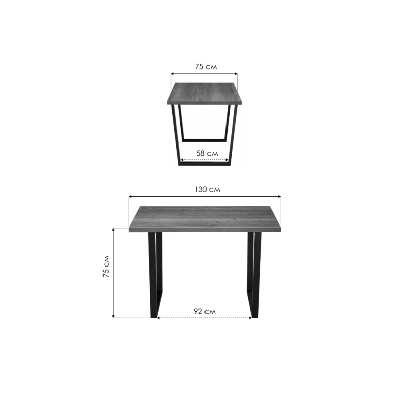 Стол Эльпатия 130х75х75 дуб рошелье / черный матовый