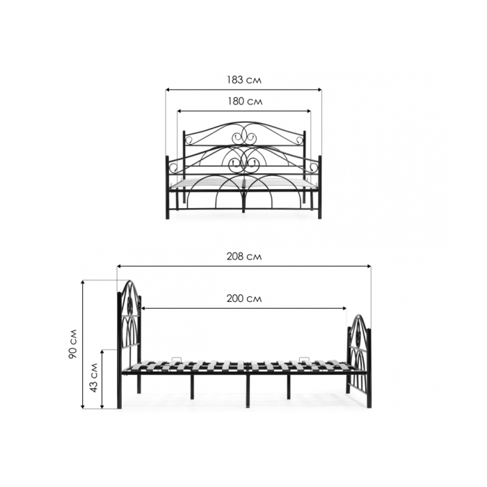 Двуспальная кровать Морика 180х200 черная