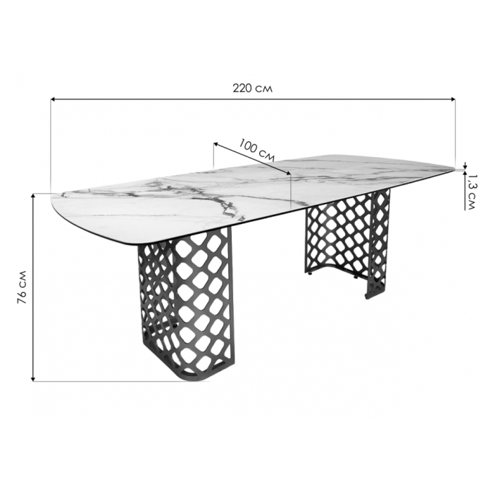 Керамический стол Chiavari 220 итальянская керамика черный мрамор матовый KL-116 / бронзовый