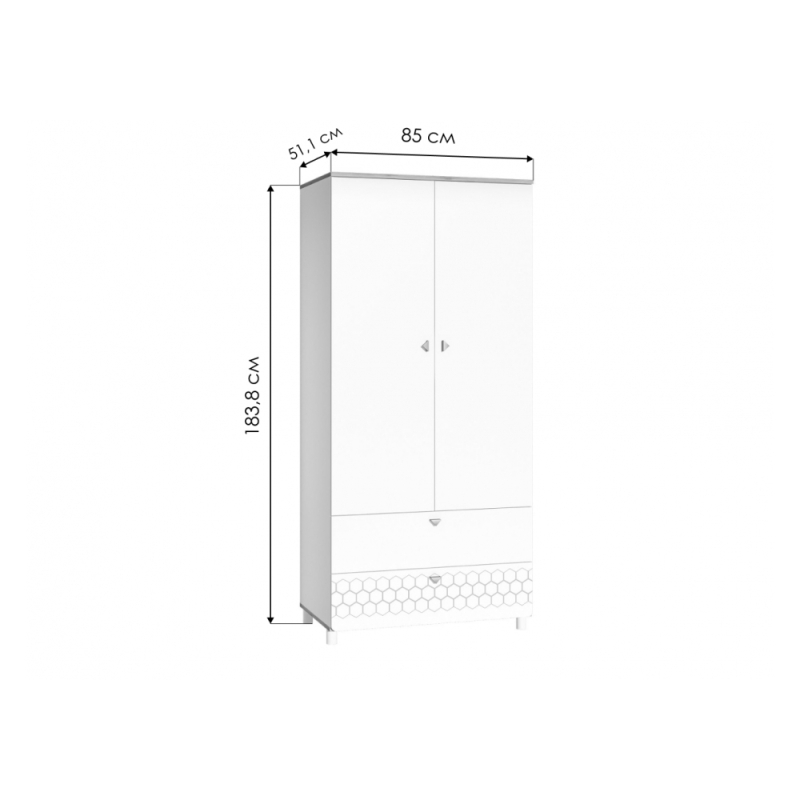 Шкаф Эльга белый шагрень / дуб белый exclusive