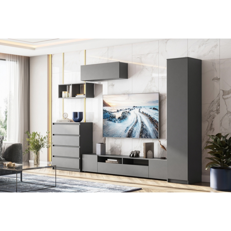 Модульная гостиная Сибити графит серый комплектация 1