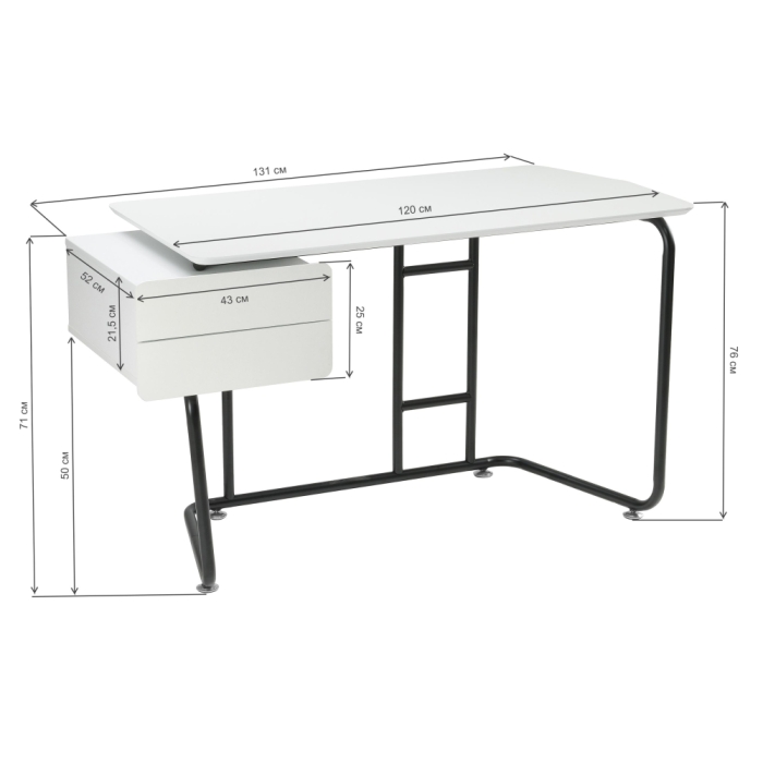 Компьютерный стол Desk 131х58х76 white / black