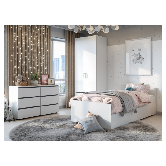 Комод Валенсия белый текстурный широкий