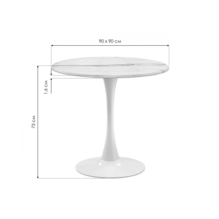 Стол Тулип 90х73 мрамор черный / черный