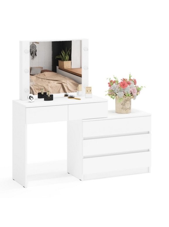 Стол косметический с подсветкой 110, цвет белый, угловой