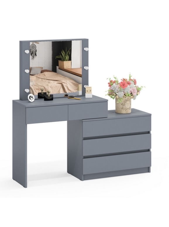 Стол косметический с подсветкой 110, цвет графит, угловой