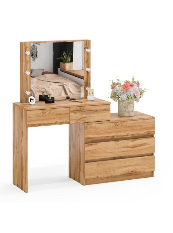 Стол косметический с подсветкой 110, цвет дуб вотан, угловой