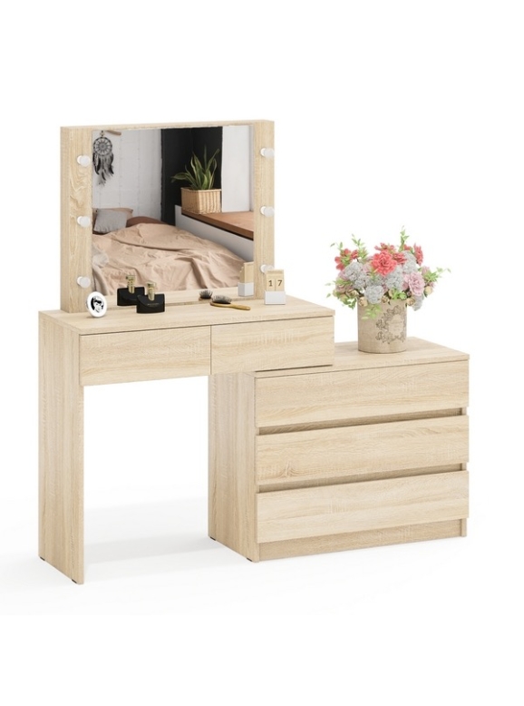 Стол косметический с подсветкой 110, цвет дуб сонома, угловой